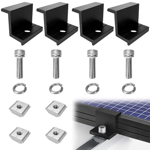 4 Pcs Solar Module Brackets, Solar Panel Z Brackets, Solar Panel End Clamp, Aluminum Rail End Clamps for Solar Panel Pv Mounting System for Motorhomes, Boats, Roofs, Walls,with 4 Screws