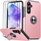 JAME für Samsung Galaxy A55 5G Hülle mit 2 Stück Panzerglas, Militärschutz Stoßfester Schutz Samsung A55 5G Hülle mit 360° Magnetischer Ring Kickstand Handyhülle für Samsung A55, Rosa