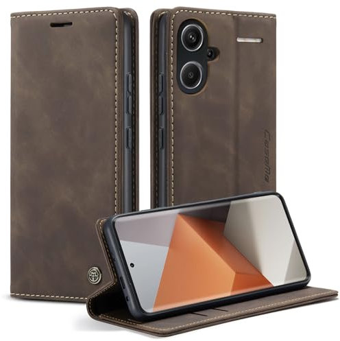 Cracedily Funda para Xiaomi Redmi Note 13 Pro Plus 5G Case, Carcasa Protectora Antigolpes Case, Soporte Plegable, Ranura para Tarjeta, Cover Cuero PU Carcasa Redmi Note 13 Pro Plus 5G, Marrón