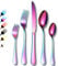 20 Piece Cutlery Set in Rainbow Colour Service for 4, High-Grade Mirror Finish Tableware, Stainless Steel Flatware Serving Set, Dishwasher Safe Forks, Knives, & Spoons, Easy Clean