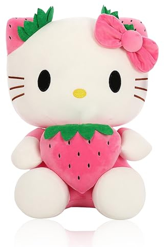 Kitty Plüschtier, 28cm KT Cat Plüschpuppe, Flauschige Figur für Kinder, Cartoon Kuscheltier Stofftier Gefüllte Plüschpuppe, Jungen Mädchen Geburtstaggeschenke Party Supplies(D)
