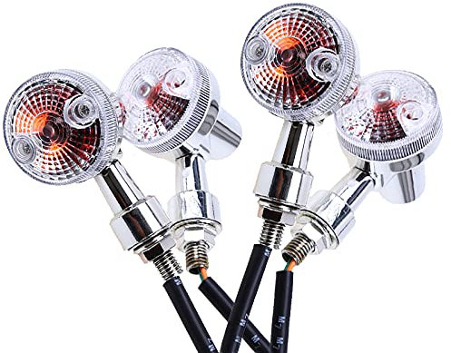 WANGBINGXING 4PCS 12V Universal Motorrad Blinkerlicht, Chrome/Schwarz, Bernstein/Klar, LED, Blinker, Motorrad, Moped, Quad