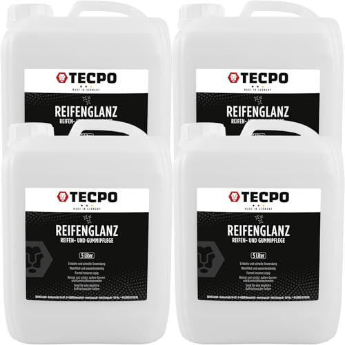 TECPO 4x Reifenglanz und Gummipflege, 5 Liter Reifen Pflege Tiefenglanz Reifen Glanz