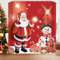 Famibay Tenda da doccia natalizia 180 x 180 cm, con Babbo Natale, pupazzo di neve, tenda da bagno con 12 ganci, tenda da doccia ponderata impermeabile in poliestere tende da bagno per bagno vasca da