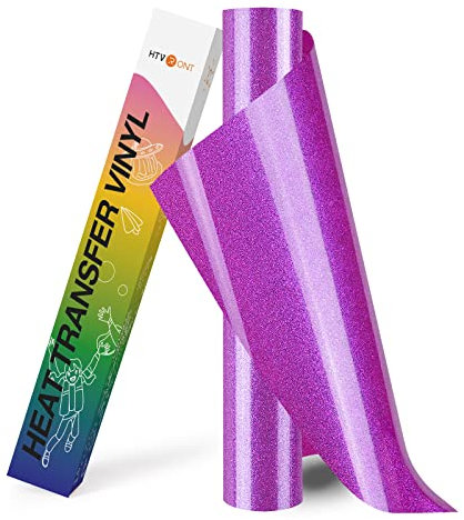 HTVRONT Rose Purple Glitter HTV Vinyl - 10 x 8ft Glitter Heat Transfer Vinyl for T Shirts, Iron on Vinyl for All Cutter Machines - Easy to Cut & Weed (Rose Purple Glitter)