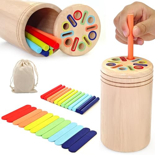 Chithor Montessori Spielzeug ab 1 2 3 4 Jahr, Farbe Form Sortierspiel, Motorikspielzeug, Steckspiel, Kinderspielzeug ab 3 Jahre, Montessori Holzspielzeug Sensorik Spielzeug, Geschenke für Kinder