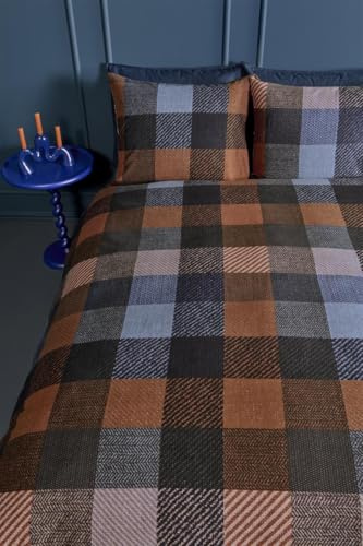 Beddinghouse Beckett bettwäsche-Set 2 TLG. - 155x220 - Blau - Flanell - mit Reißverschluss
