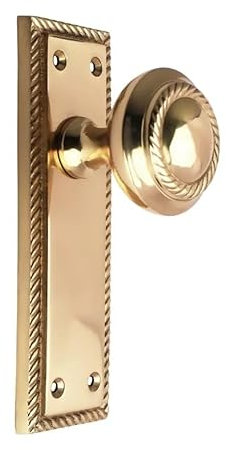 Designer Levers - Georgian Door Knob On Latch Backplate Polished Brass