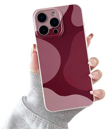 DEFBSC for iPhone 13 Pro Case, Art Design Soft TPU Cover, Wine Red | Cute Aesthetic Print Shockproof Raised Full Camera Protection Anti-Scratch Slim Back Phone Case for Girls Women