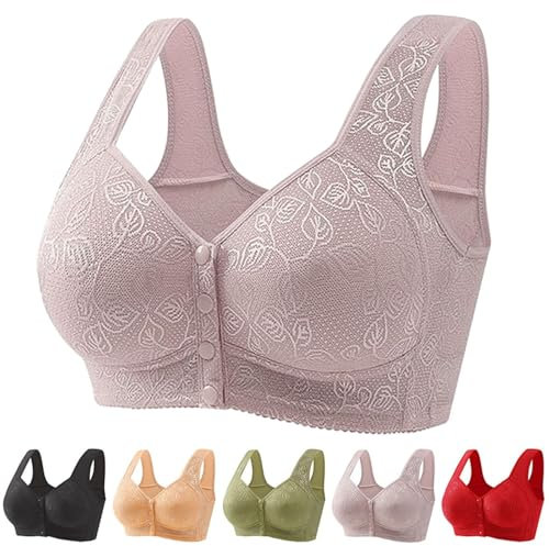 TAITUS Bras for Older Women,Front Closure Bra, Front Closure Push Up Bras No Underwire,Full Coverage Breathable Everyday Bras,No Underwire Plus Size Bra (44,Purple)