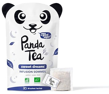 Panda Tea - Sweet Dreams - Infusion Bio Sommeil Profond avec Verveine, Mélisse & Passiflore - 28 Sachets Mousselines - Tisane Relaxante & Bien etre