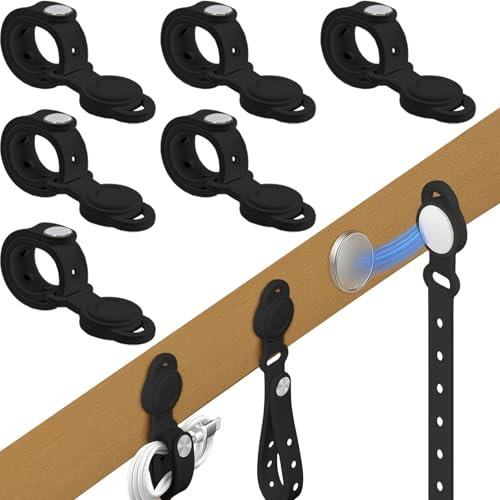 6PCS Magnetic Cable Ties, Adjustable Silicone Cord Ties with Strong Magnet Bundling & Cable Management Reusable Magnetic Strap for Organizing Earphone Computer Data Cords in Home, Kitchen, Office