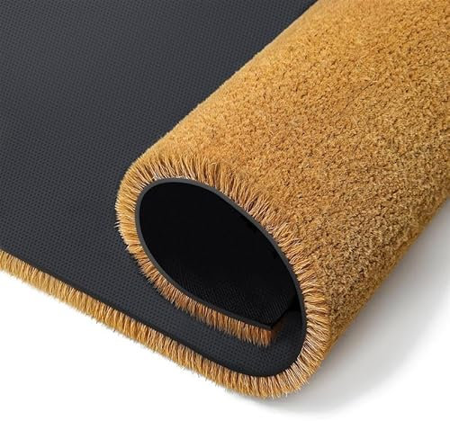 Lexell Coir Door Mats Natural Thick Bristle Coir Matting Indoor Outdoor | Non-Slip Heavy Duty Rubber Backing Front Door Mat Outside for Home, office, & Entryways(Brown, 40 x 60 cm)