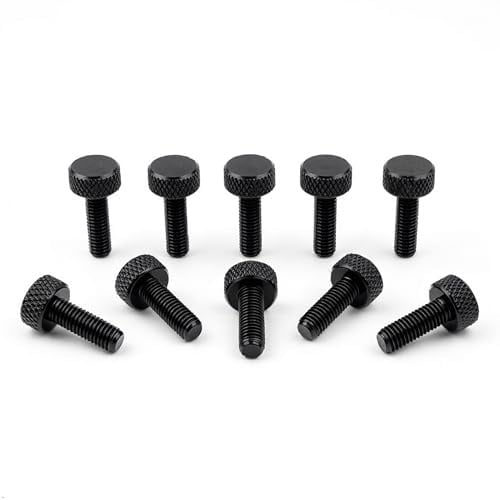 PrecisionGeek® M6 Knurled Thumb Screws Aluminium – Hand Tightening Screws for Acrylic, Metal & Wood, 3D Printing, Electronics & DIY (BLACK - 15mm – Pack of 10)