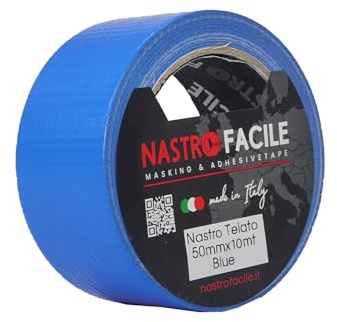 NASTRO FACILE 1PC Nastro Telato Multiuso Impermeabile 50mm x 10metri | Adesivo Hot Melt Ad Alta Adesione, Si Strappa a Mano, Resistente a Freddo E Ideale Su Ogni Superficie - Blu