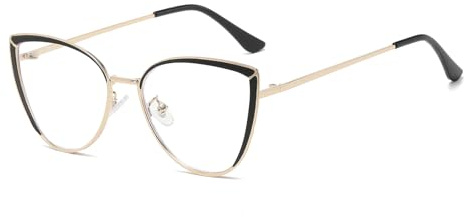 LJCZKA Blue Light Blocking Glasses Cat Eye for Women Computer Glasses Metal Frame Anti Eyestrain for Texting Gaming Reading