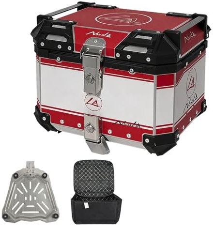 36L/45L/55L Baúl De Aluminio Impermeable para Baul Moto Moto Maleta Moto para Almacenamiento Casco Caja De Motocicleta con Placa De Montaje