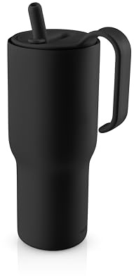 Eva Solo | Sip'n'Go Tumbler 0,9 L Black | Genießen Sie Ihre Kaltgetränke von morgens bis abends - die effektive Isolierung hält die Temperatur | Black