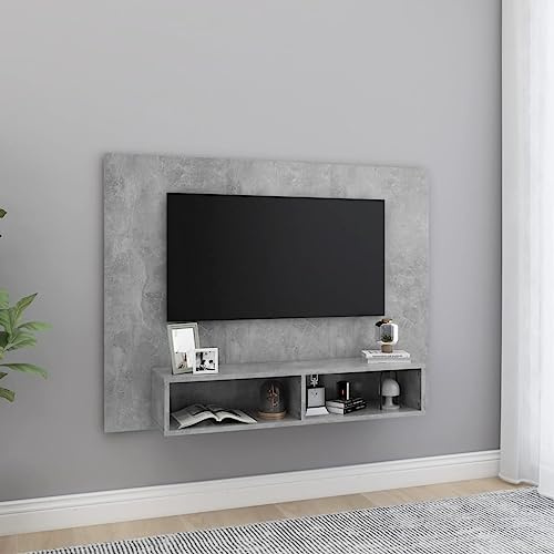 Solivagant Mueble de TV de Pared contrachapado Gris hormigón 120x23,5x90cm,Gris,19.84kg