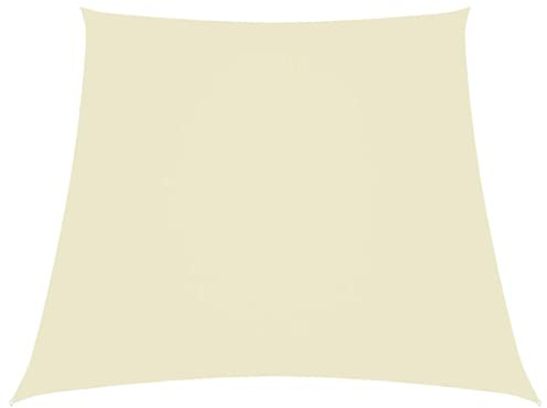Foknhdi Sonnensegel Trapez 2 4x3 m Cremeweiß Oxford Gewebe Sichtschutz Terrasse UV Regen Robustes Segel für Balkon Garten und Camping