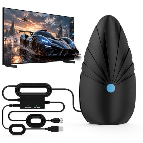 Indoor TV Aerial for Smart & Old TVs, Freeview Signal Booster, 16.5FT Cable