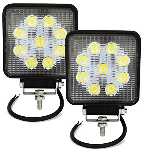 Auxtings 2 Stück 10,2 cm 27W Spot LED Arbeitsleuchte Bar Off Road Trucks SUV Fahren Nebel Lichter, quadratisch,DC 12V 24V