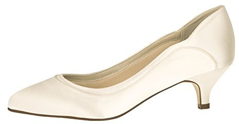 Rainbow Club Brautschuhe Hollie - Ivory Satin - Pumps Größe 42 EU 9 UK Damen