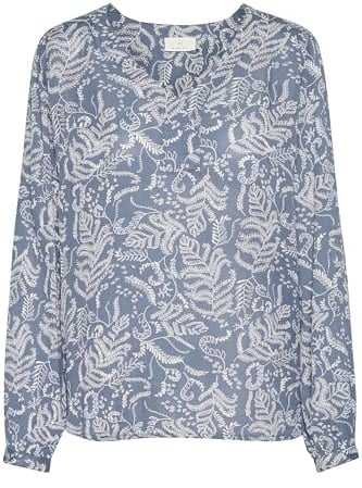 KAFFE Damen Bluse Langarm Geisa Damen Bluse V-Ausschnitt Langarm Print Shirt Lange Ärmel