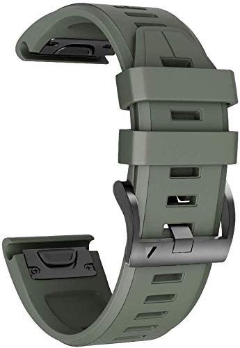 Armband für Garmin Fenix 5X /Fenix 5X Plus/Fenix 6X /Fenix 6X Pro/Fenix 7X /Fenix 3 /Fenix 3 HR, 26mm Breite Silikon Quick-Fit Uhrenarmband für Garmin, Mehrfache Farben (Armee grün)