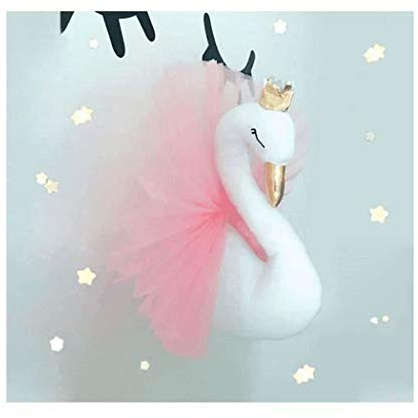 Schwan Wanddekoration, 3D-Objekt zur Dekoration, für Babys, Kinder, Schlafzimmer, zum Aufhängen, Dekoration für Mädchen, Geburtstag, Geschenk, Tiere, 40 cm (Rosa)