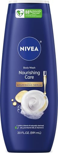 NIVEA Nourishing Care Body Wash with Nourishing Serum, Moisturizing Body Wash for Women, Enriched with Provitamin B5 and Vitamin E, 20 Fl Oz Bottle