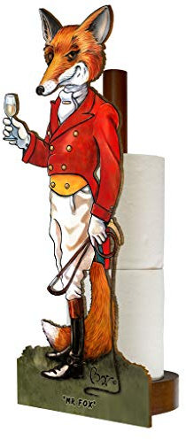 Looprints Fun Toilet Roll Storage & Kitchen Towel Holder Wooden Stand | Bryn Parry Equestrian Art | Novelty Kitchen & Bathroom Decor | This Mr Fox Design Is Sure To Impress With Style & Practicality.