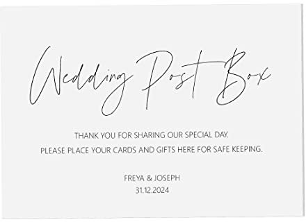 PMPrinted Wedding Post Box Sign - Black & White Minimalist Personalised A5, A4 Or A3 Sign