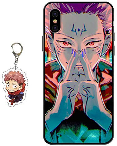 Staremeplz Compatible iPhone XS Case - Anime Design with Figure Keychain, Soft Silicone Flexible TPU Animation Phone Case