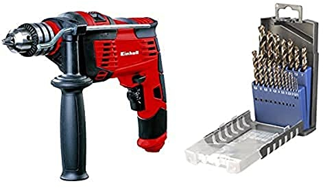 Einhell Schlagbohrmaschine TC-ID 1000 E (1010 W, Bohrleistung Ø Holz 32 mm, Beton 16 mm, Metall 13 mm, Metall-Tiefenanschlag, robustes Zahnkranzbohrfutter, inkl. 19-tlg. Metallbohrer-Satz)