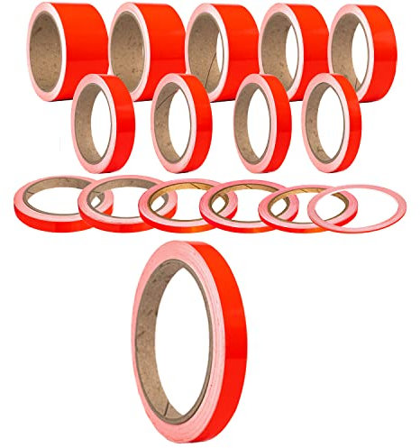 Leuchtfarben Neon Rot auffällige Klebestreifen Zierstreifen Dekor Bänder Autostyling Stripe Decal Pinstriping Markierungsleisten Warnstreifen Begrenzungsbänder (15 mm, Neon Rot)