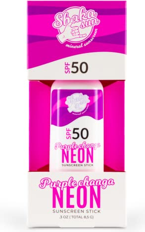 Shaka Sun - Mineralischer Sonnencreme I SPF 50+ I Sonnenschutz Stift I Natürliche Zinkoxid I für Kinder und Erwachsene I Gegen Alle Strahlenarten UVA und UVB I Wasserfest I NEON Violett