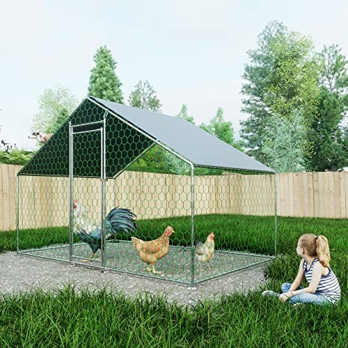 Thanaddo Hühnerstall Freilaufgehege Außengehege, Kleintiergehege für Hühner Ente Kaninchen 3 x 2m
