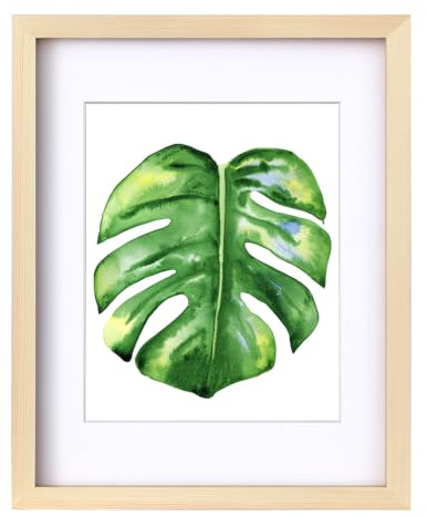 EGOFINE 14x11 Picture Frame,100% Solid Wood Frames with 10x8 Mat,14x11 Photo Frames with Plexiglass,35.6x27.9cm Poster Frame for Tabletop and Wall Mounting,Natural Wood