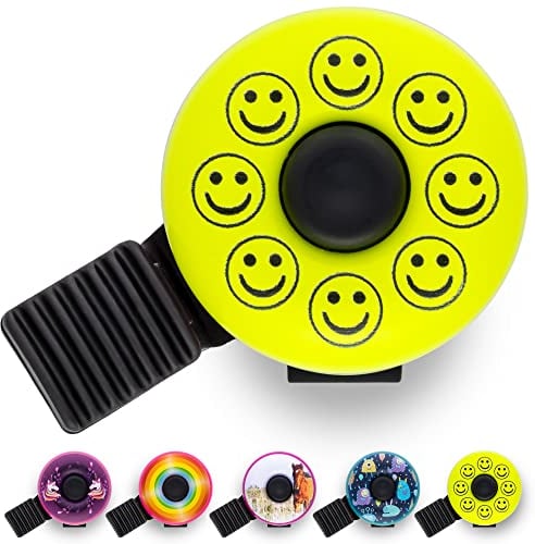 Fahrradklingel Kinder - Smiley Motiv - Fahrradklingel Mädchen, Klingel Fahrrad Kinder, Klingel Kinderfahrrad, Laufrad - klingelt laut, einfache Montage