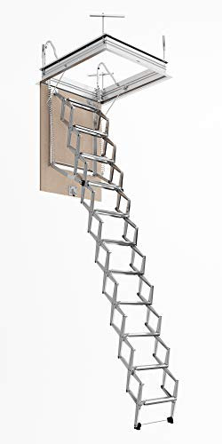 FGM SCALE - Escalera Escamoteable Pantógrafo Buhardilla | Lado de Las Gradas 60 | 60x100 H=276-300 cm