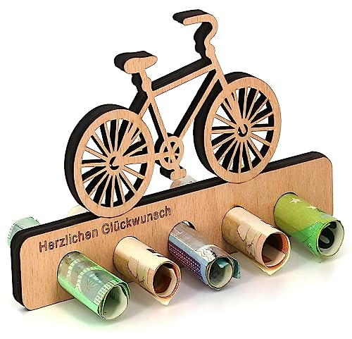 RICHDMI Geldgeschenke Geburtstag, Originelle Geburtstag Geldgeschenk Holz, Geburtstagskarte Fahrrad, Geldgeschenk, Fahrrad Deko, Fahrrad Geschenk, Fahrrad Gadget, Für Freunde, Familie, Liebhaber