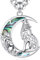 INFUSEU Keltische Wolfs Kette, 925 Sterling Silber Mond Abalone Muschel Anhänger Keltischer Knoten Schmuck für Frauen Tierliebhaber Geist Anhänger Talisman Schmuck Geschenke für Frauen Her