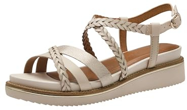 Tamaris Damen Plateau Sandalen Leder Sommer; IVORY/beige; 41 EU