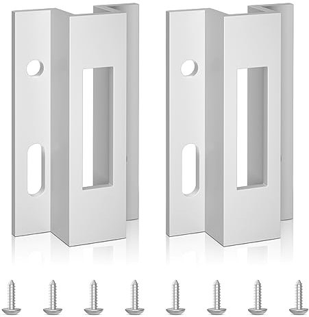 Patio Sliding Door Keeper／Hook Style Latch／E 2124 Latch Lock Replacement Pella,Micron 1200 Series,Viking Doors and Other Sliding Glass Doors,Extruded Aluminum (White) (2 Pack)