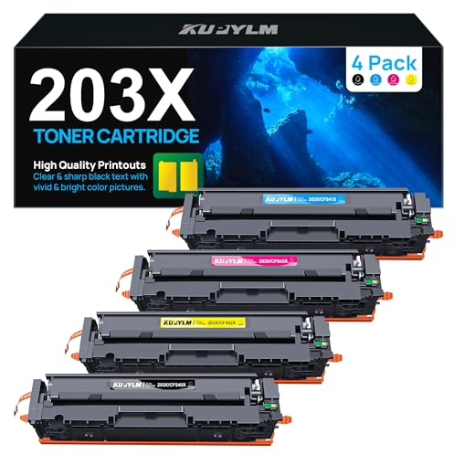 KUPYLM 203X Tonerkartusche Druckerpatronen für HP 203X 203A CF540X für Color Laserjet Pro MFP M281fdw M281fdn M280nw M254dw M254nw CF540X CF541X CF542X CF543X (Schwarz, Cyan, Magenta, Gelb, 4 Stück)