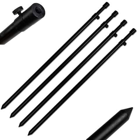 4 Stück Rutenhalter Bankstick Alu 80-140cm 19/16mm schwarz
