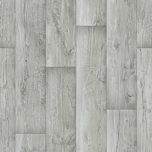 Grey Wood Plank Effect Vinyl Flooring Bathroom Kitchen Floor Senegal 533 (4.5m x 2m)