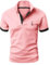 GLESTORE Mens Polo Shirts Short Sleeve Golf T-Shirts for Men Cotton T Shirt Poloshirt Pink L