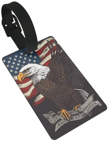 Gepäckanhänger mit amerikanischer Flagge, Motiv: USA Patriotischer Adler mit amerikanischer Flagge, niedlich, einzigartig, Kofferanhänger, Kofferanhänger, Identifizierungsetiketten für Damen und